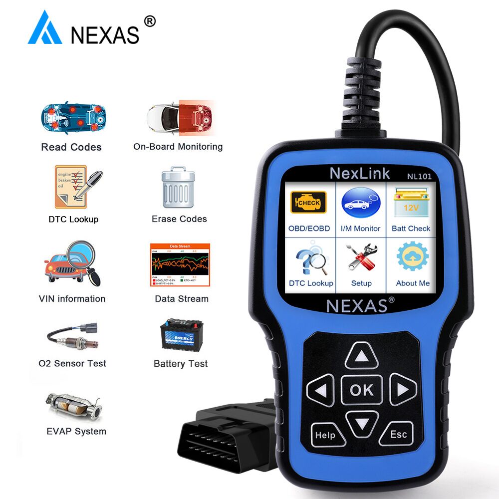 NEXAS NL101 Car Code Reader Automotive Diagnostic Tool Check Engine Light Obd2 Scanner Fault Code Scanner with Battery Test 